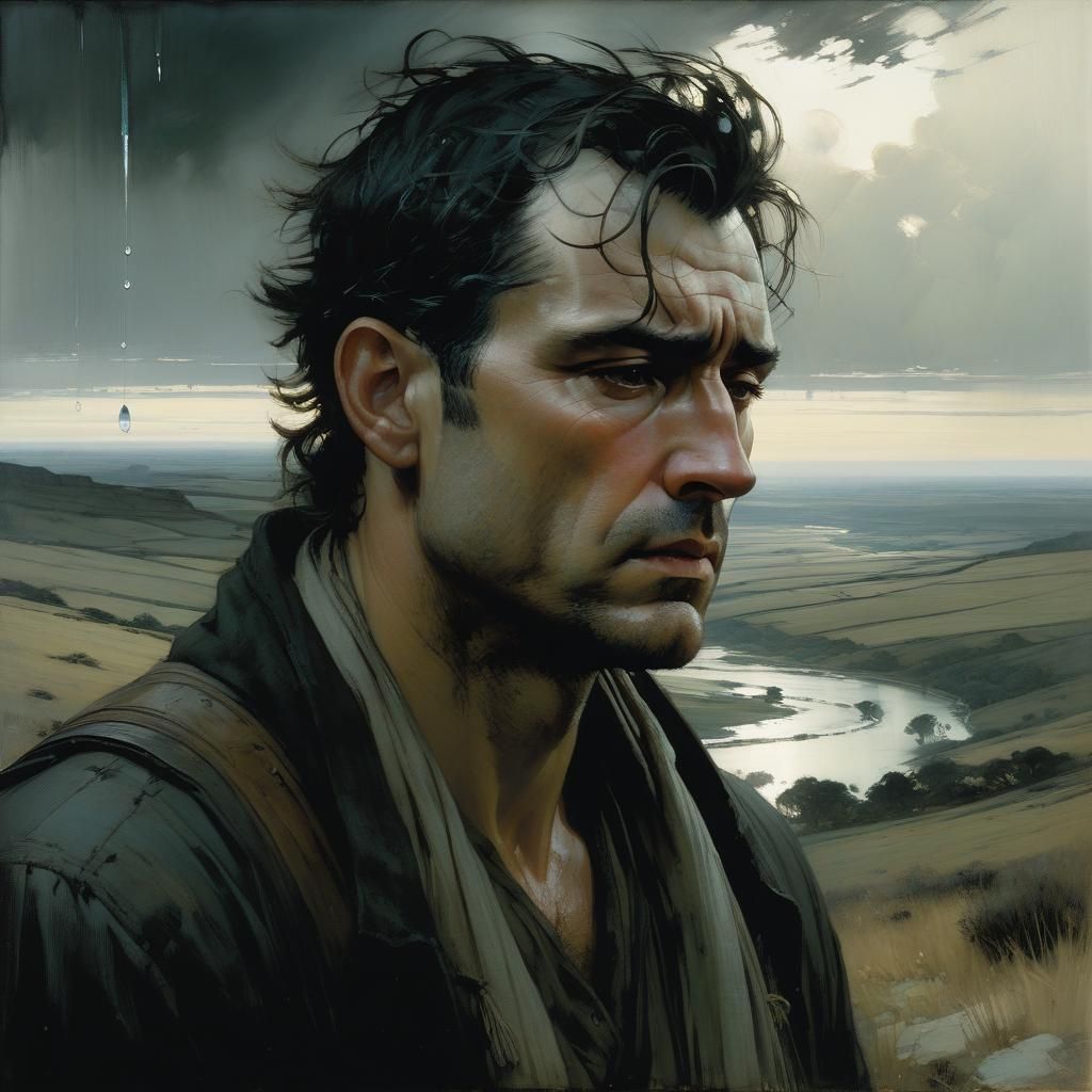 Sad Father Portrait in Classical Style