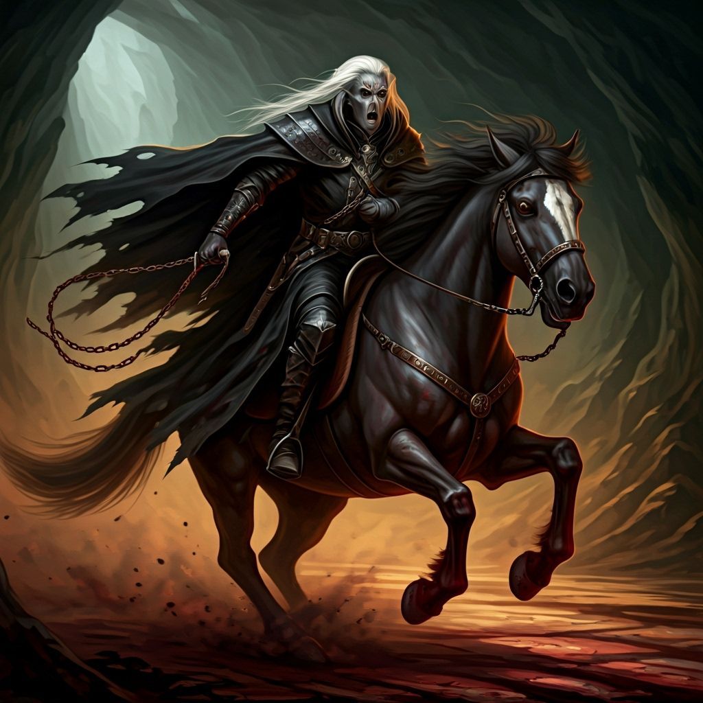 Desperate Drow Escapes on Horseback