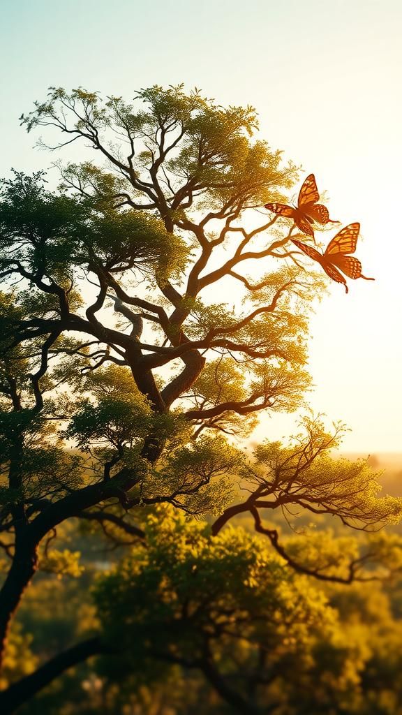 Butterfly Silhouette Double Exposure in Sunny Savannah
