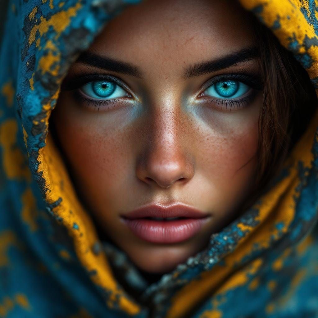 Striking Turquoise Eyes in Contemporary Realism