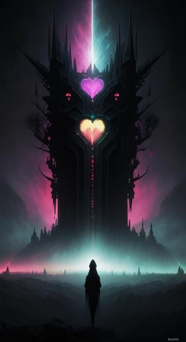 Rainbow Nightmare Valentine in Gothic Art Style