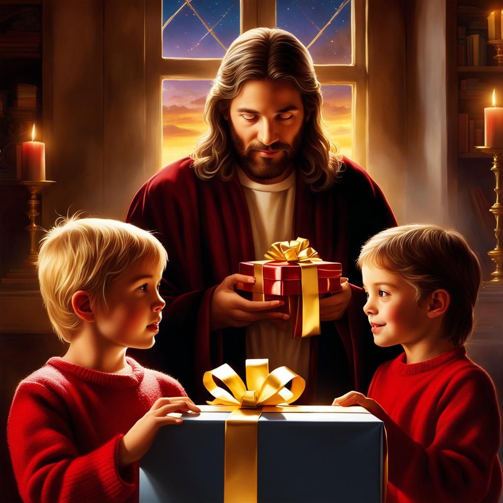 Children Receive Gift in a Fantastical Living Room