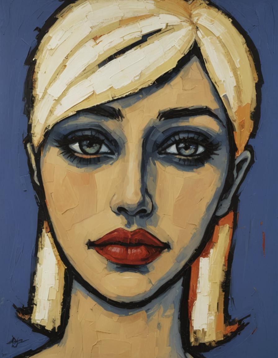 Passionate Woman in Fauvist Style with Impasto Textures