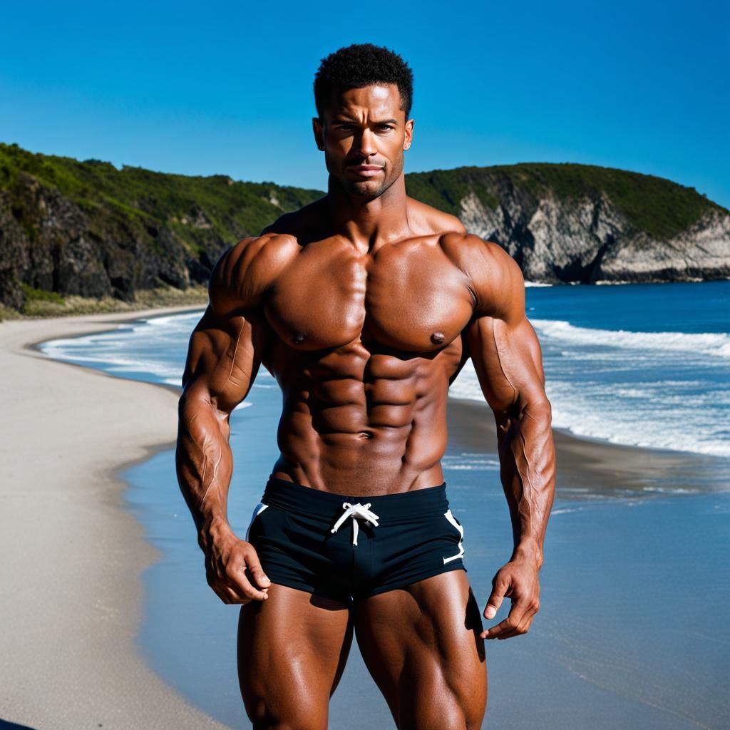 Muscular Man on a Beach