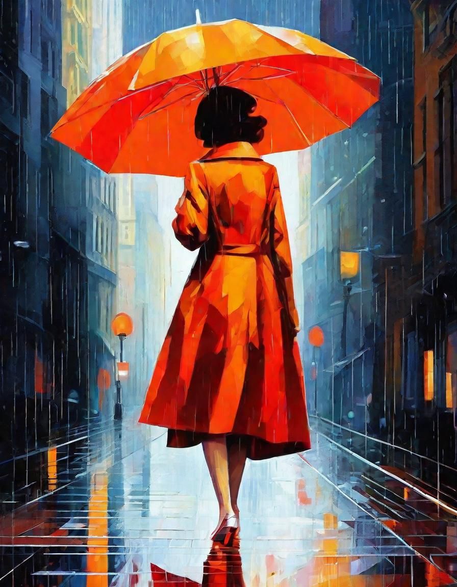 Girl in rain, umbrella in hand....