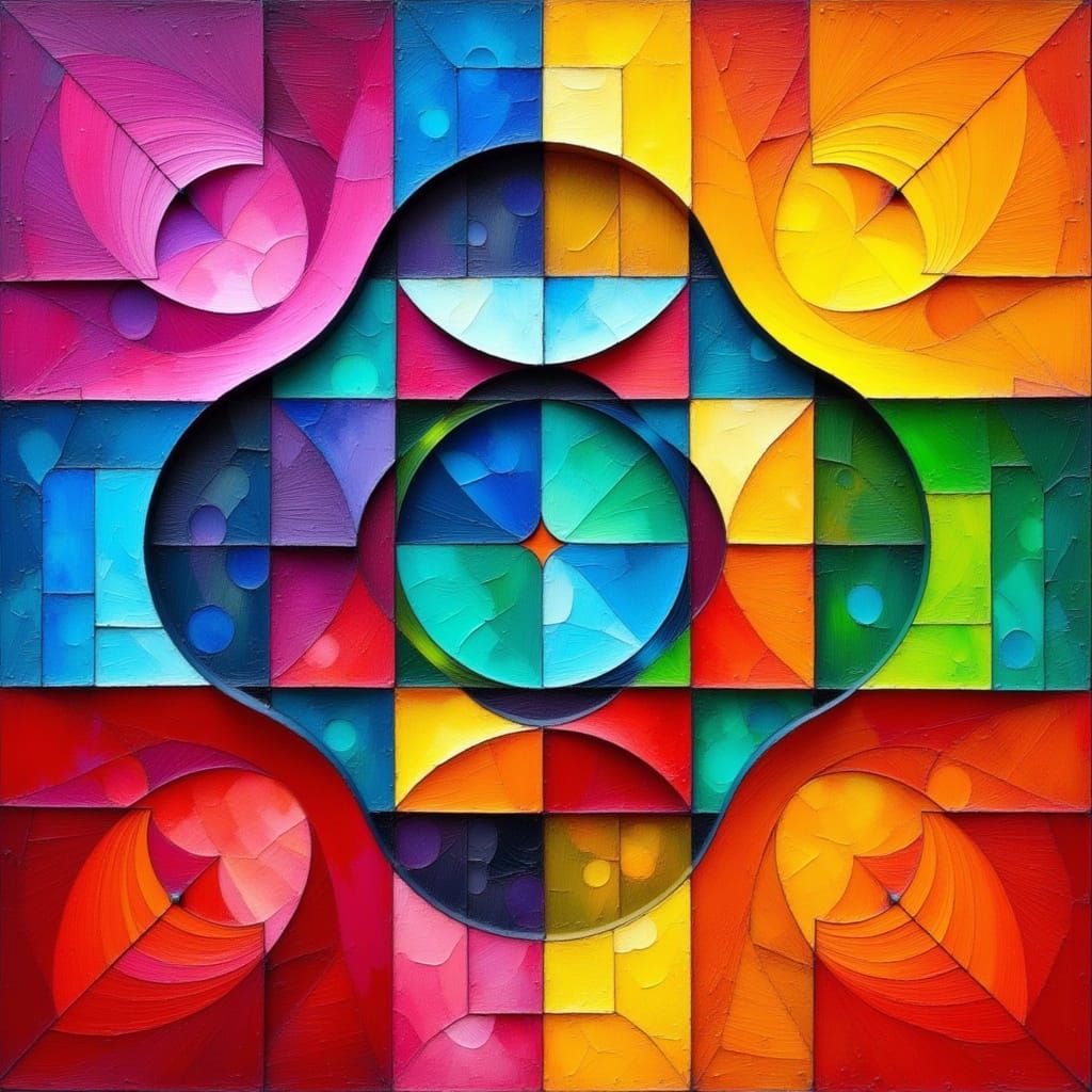 Vibrant Geometric Abstraction in Nature's Harmony