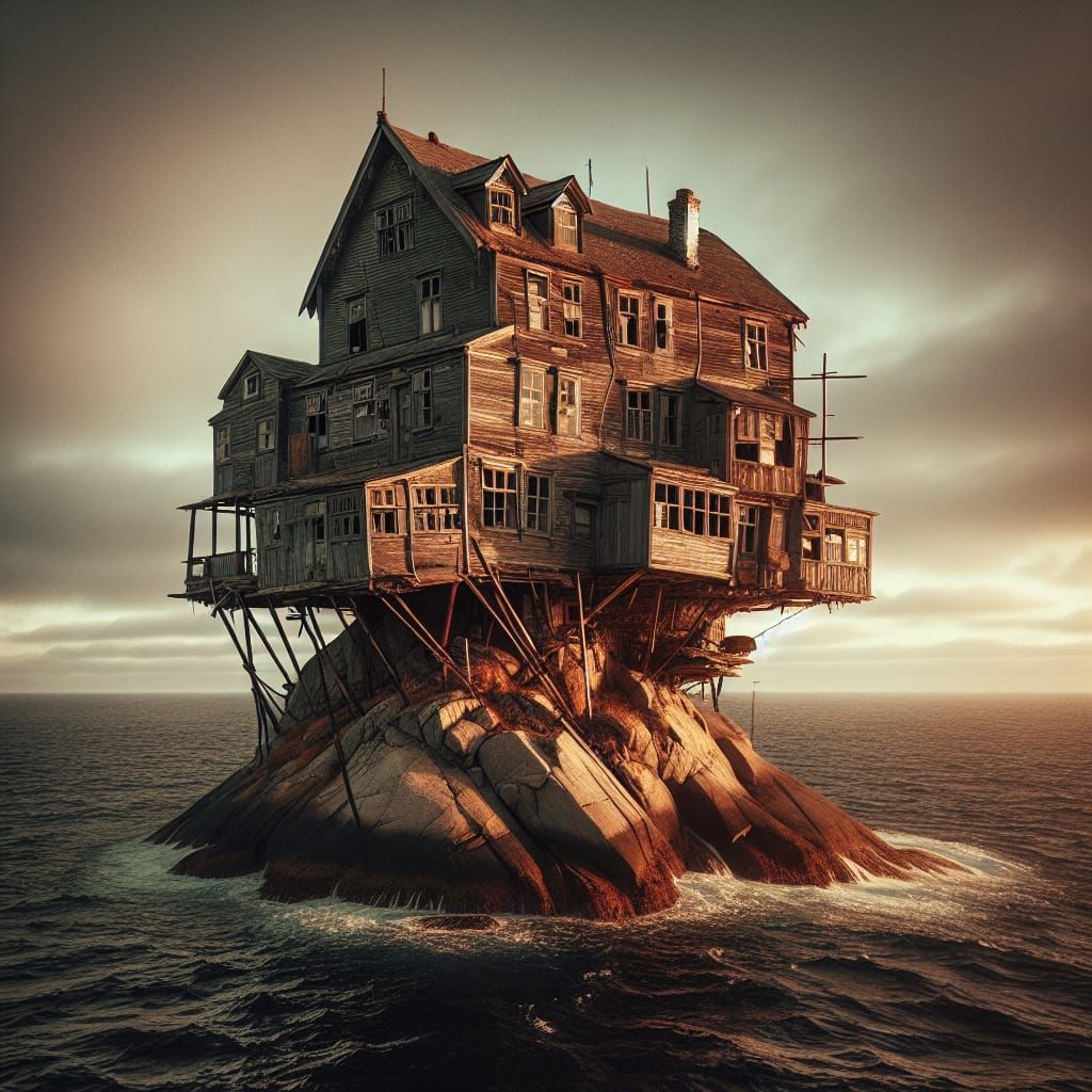 Rickety House on Tiny Ocean Island