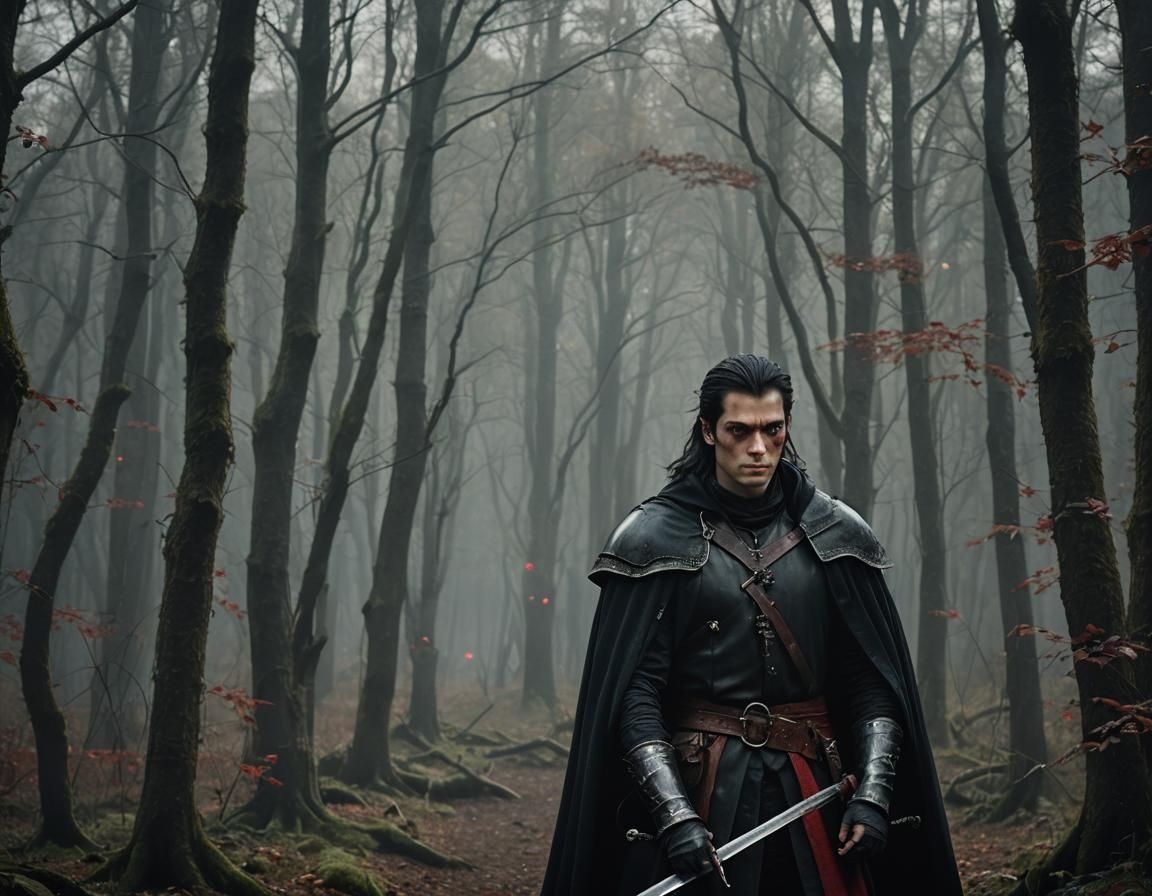 Dark Fantasy Knight in Enchanted Forest