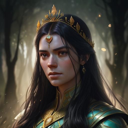 Man Holding Diamond Tiara Portrait in Hyperdetailed Style