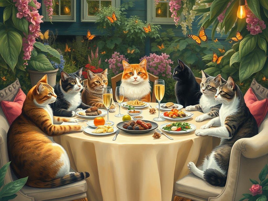 Elegant Garden Dinner Party in Whimsical Watercolor Style