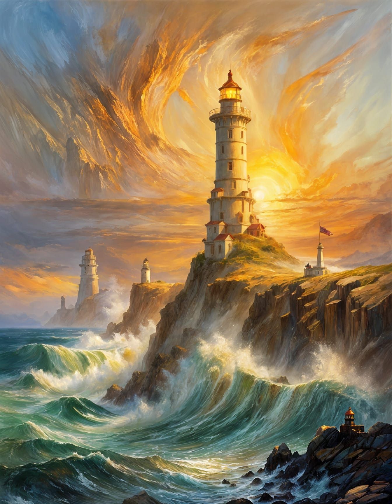 Epic Lighthouse Painting in Golden Hour Light