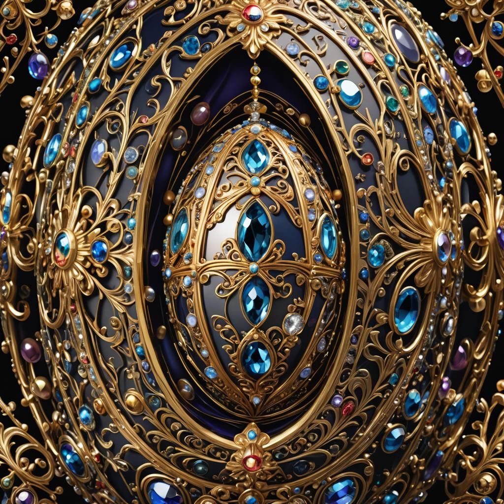 Glistening Fabergé Egg with Precious Gems in Surreal Style