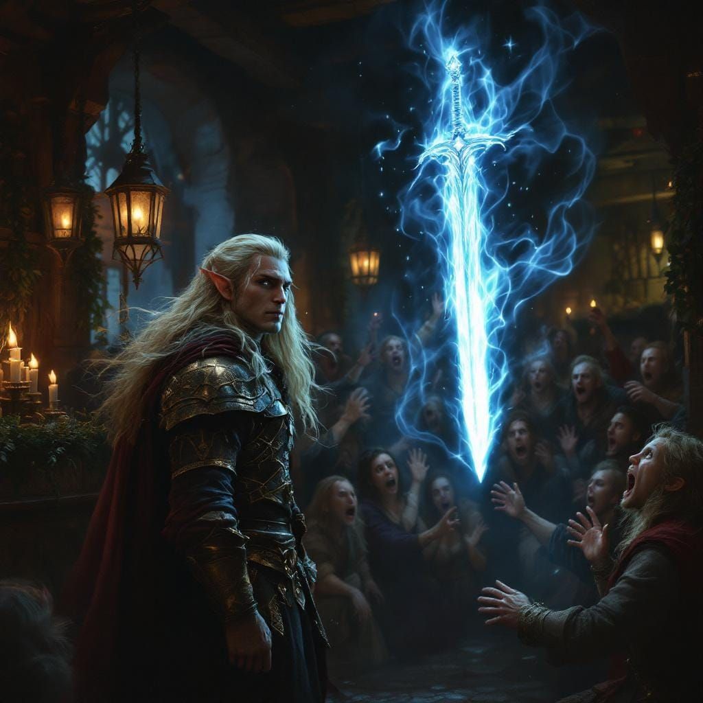 Enchanted Sword Appears in Medieval Tavern