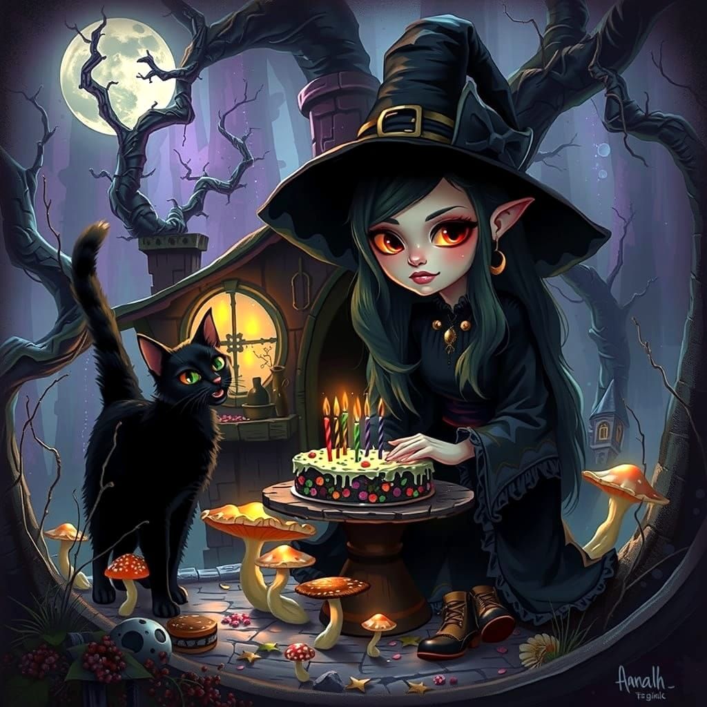 Enchanting Witch Birthday Celebration With Black Cat