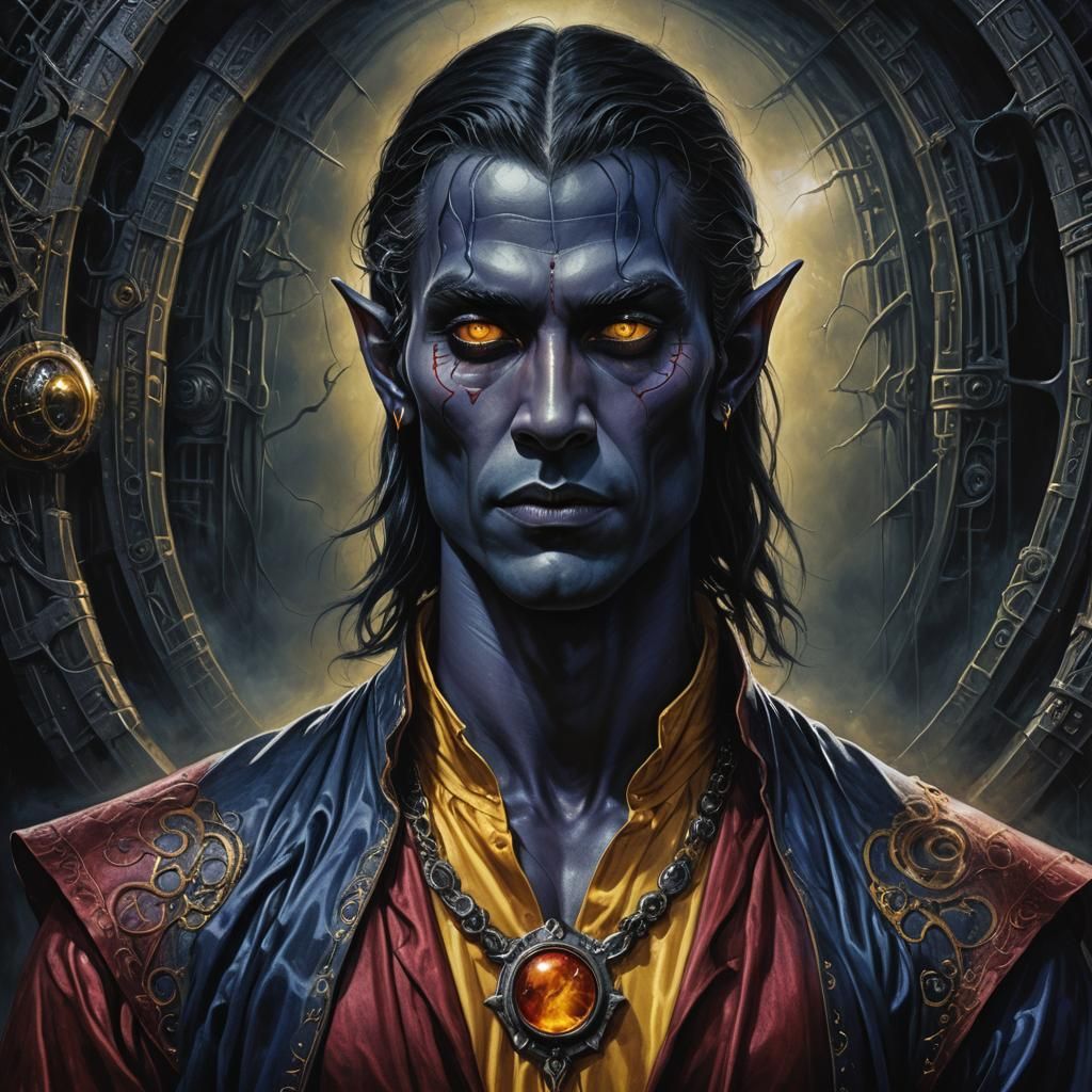 Dark Elf Portrait in Biomechanical Surrealism