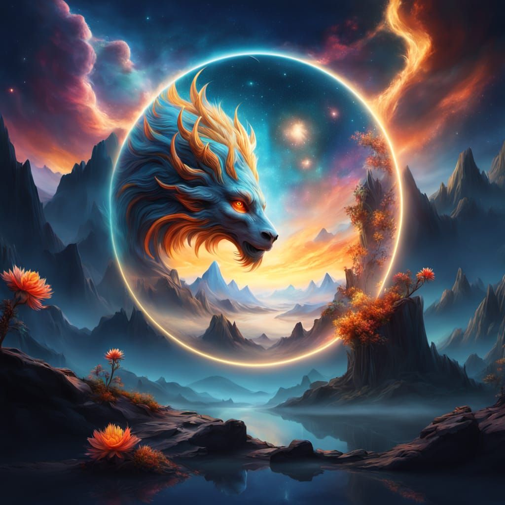 Majestic Nebula Creature in Cosmic Dreamscape