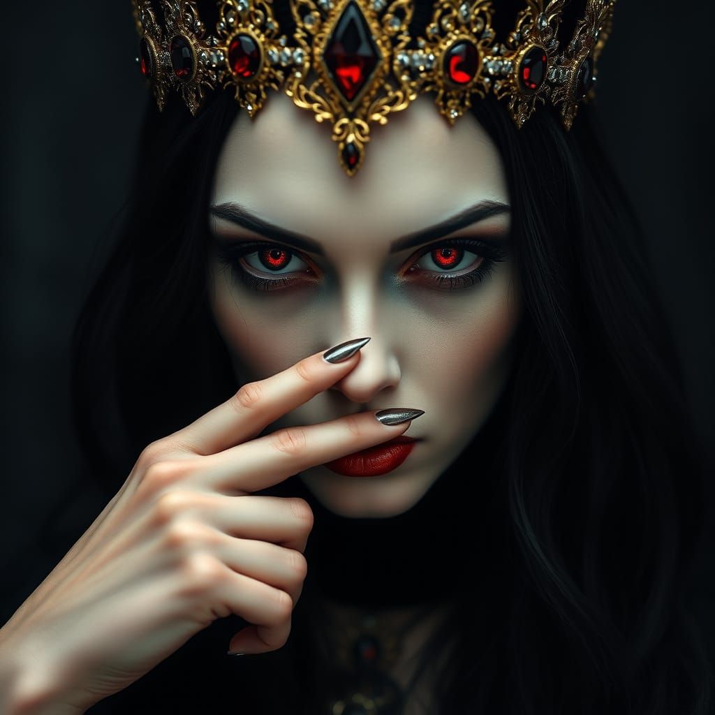 Ethereal Vampire Queen with Ancient Beauty and Haunting Glow