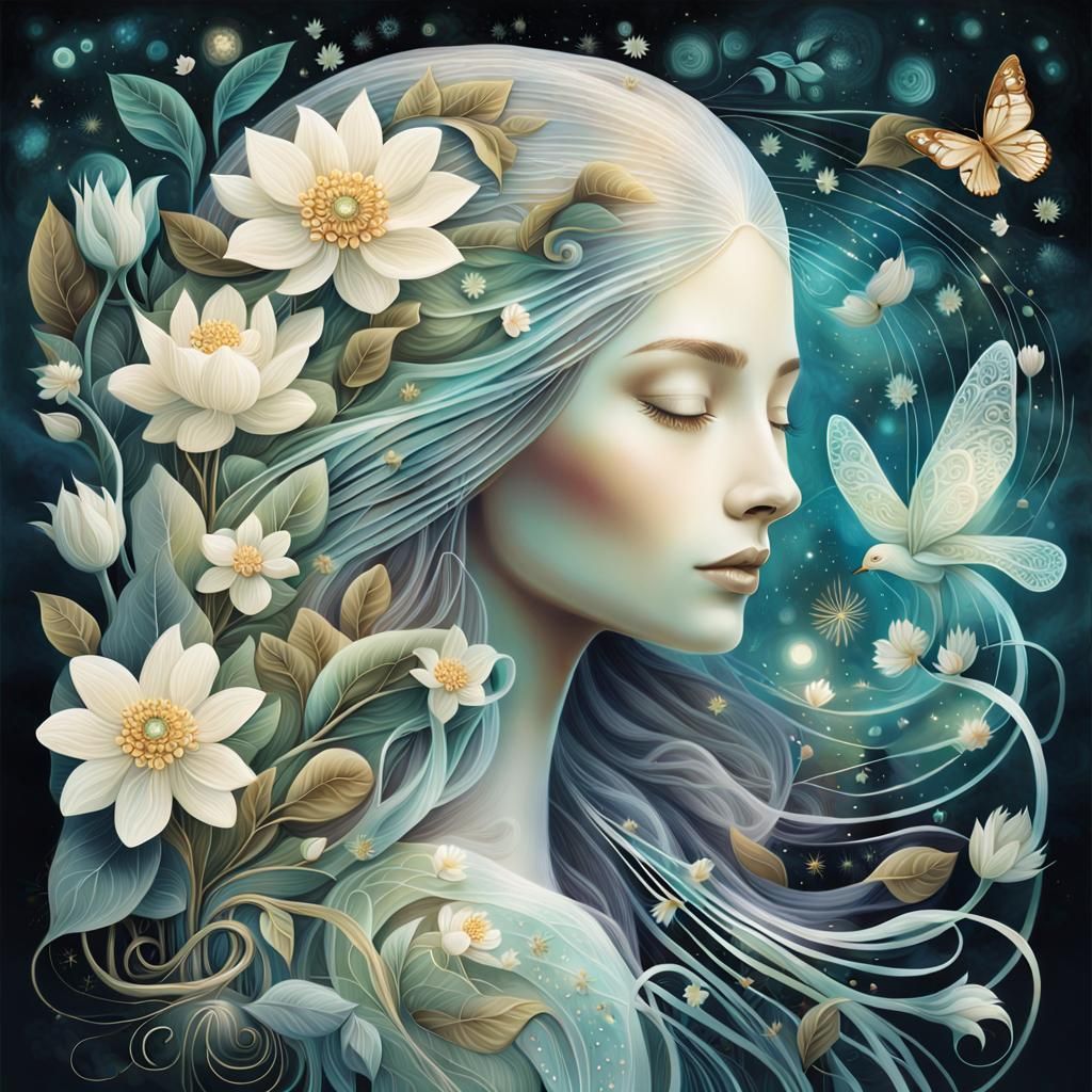 Cyberpunk Goddess of Self-Improvement in a Vibrant Digital A...