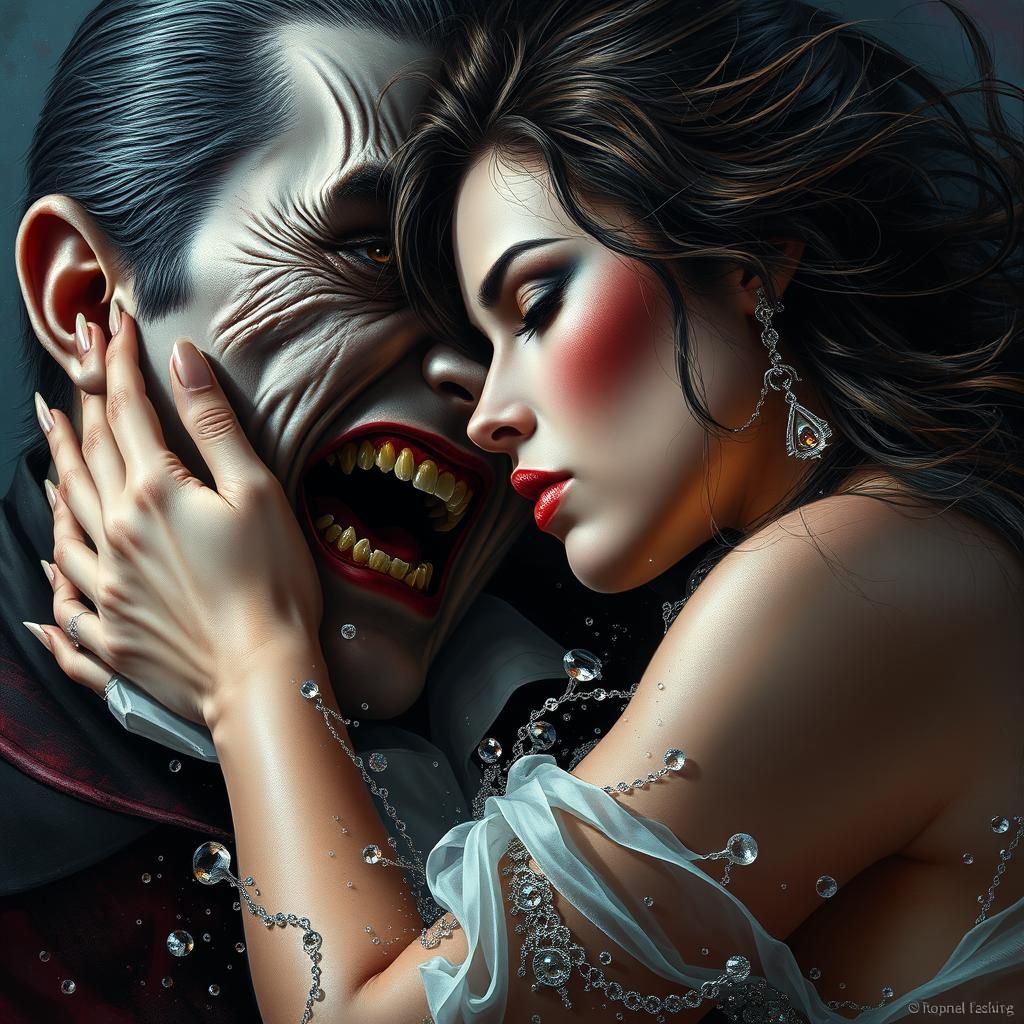 Vampire Attack in Hyperrealistic Splash Art