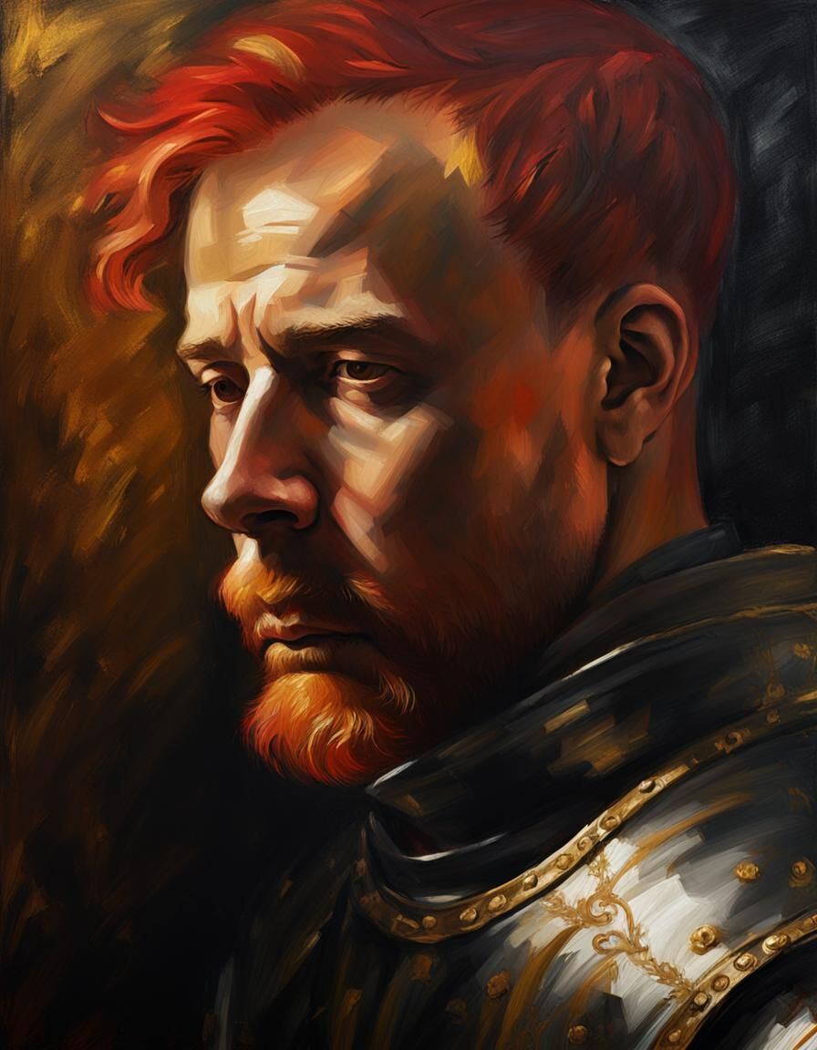 Knight Portrait in Baroque Oil Painting Style