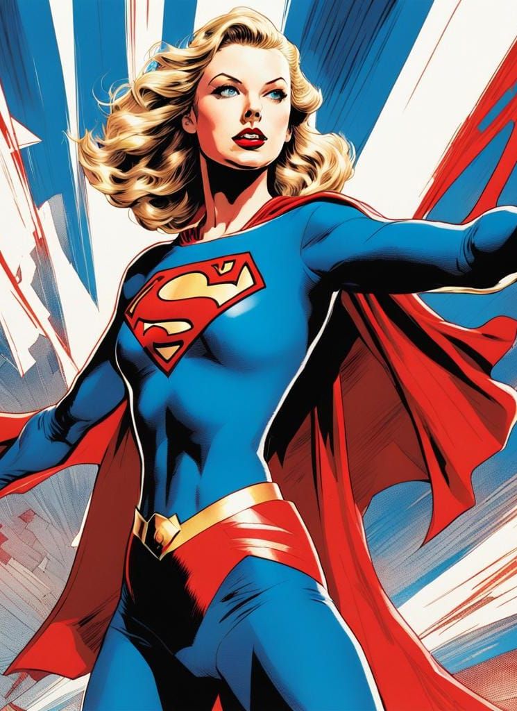 Supergirl in 1940s Comic Book Art