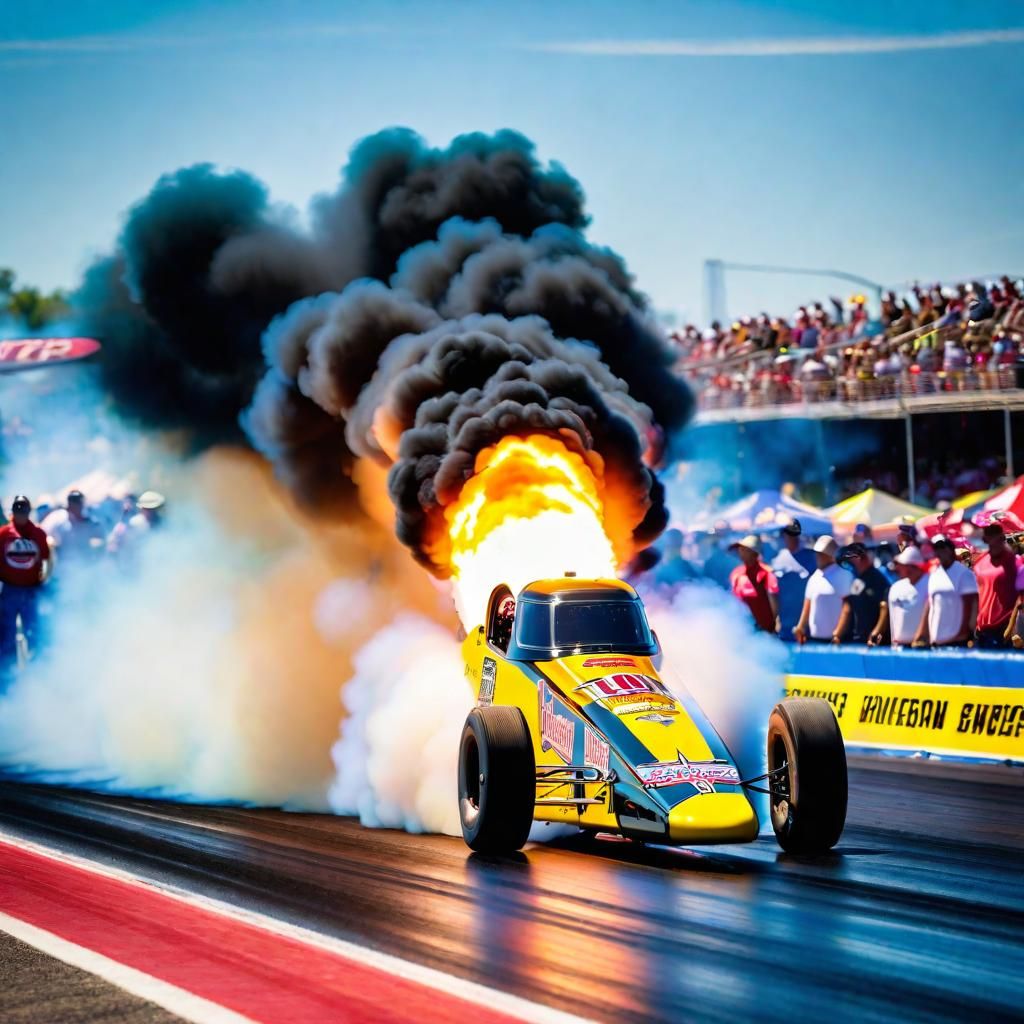 Drag Racer Burnout at the Starting Line