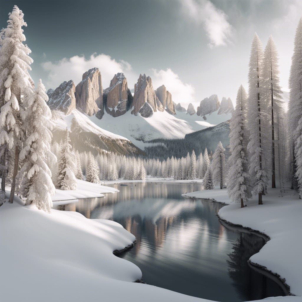 Snowy Dolomites Lake: Breathtaking Winter Landscape