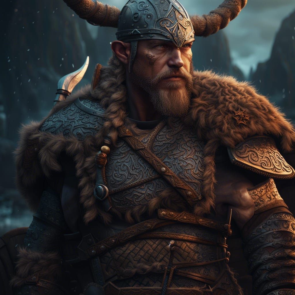Detailed Viking Warrior Fantasy Concept Art