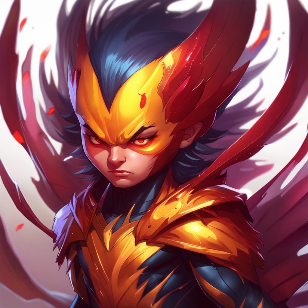 Chibi Demonic Phoenix Warrior Portrait
