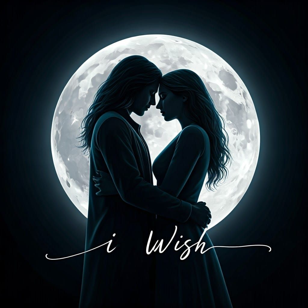Romantic Silhouette: "I Wish" Under the Moon