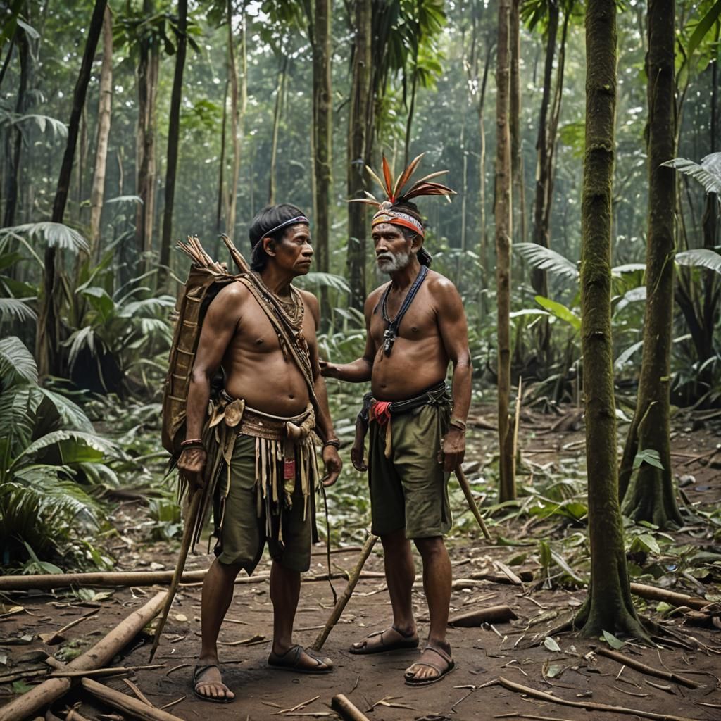 Amazonian Indian Observes Deforestation