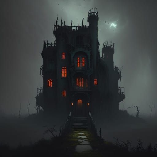 Looming Red Aura Descends on Ancient, Abandoned Manor in Sin...