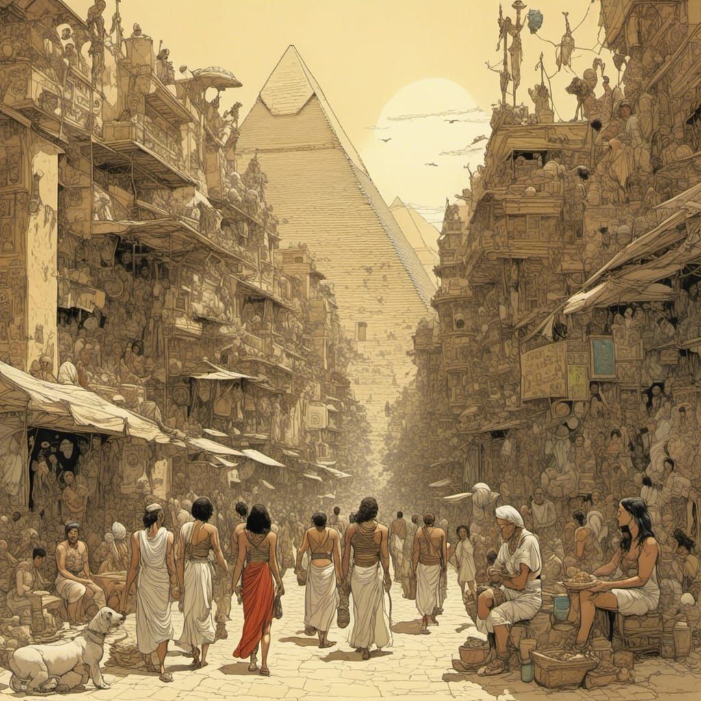 Egyptian Slice of Life in Comic Style