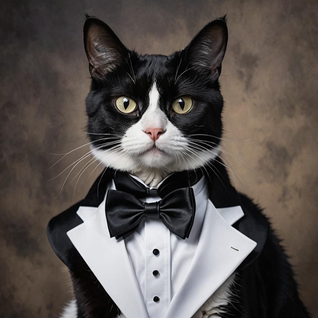 Tuxedo Cat Celebrates at Birthday Party