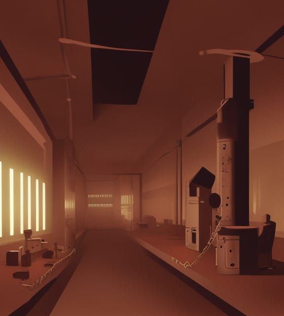 Dystopian Prison Control Center in Horror Style