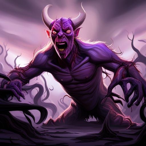 Terrifying Vine-Covered Monster in Dark Purple