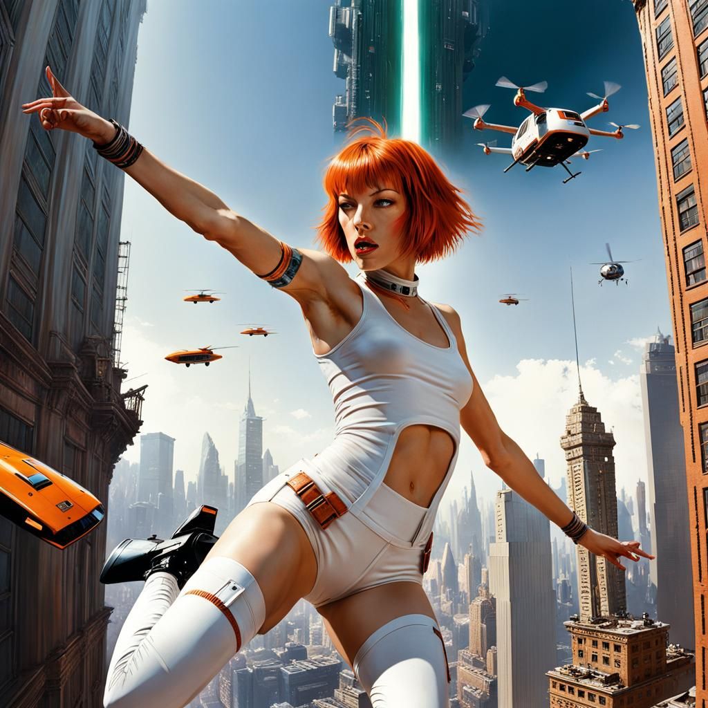 Leeloo Jumps into Fifth Element Future City