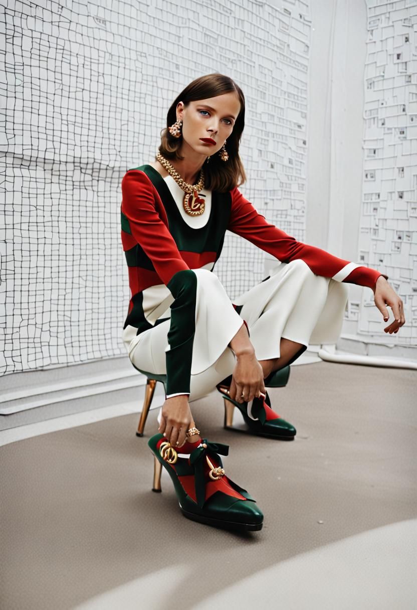 Figure in Gucci Dress