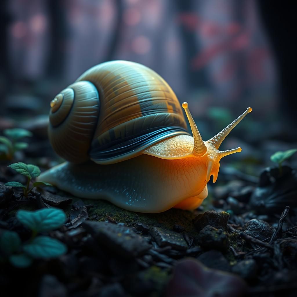 Opaque Snail on Forest Floor: Matte Painting