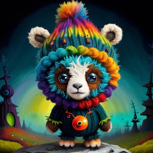 Cute Teddy Bear with Big Eyes in Fantasy Art Style