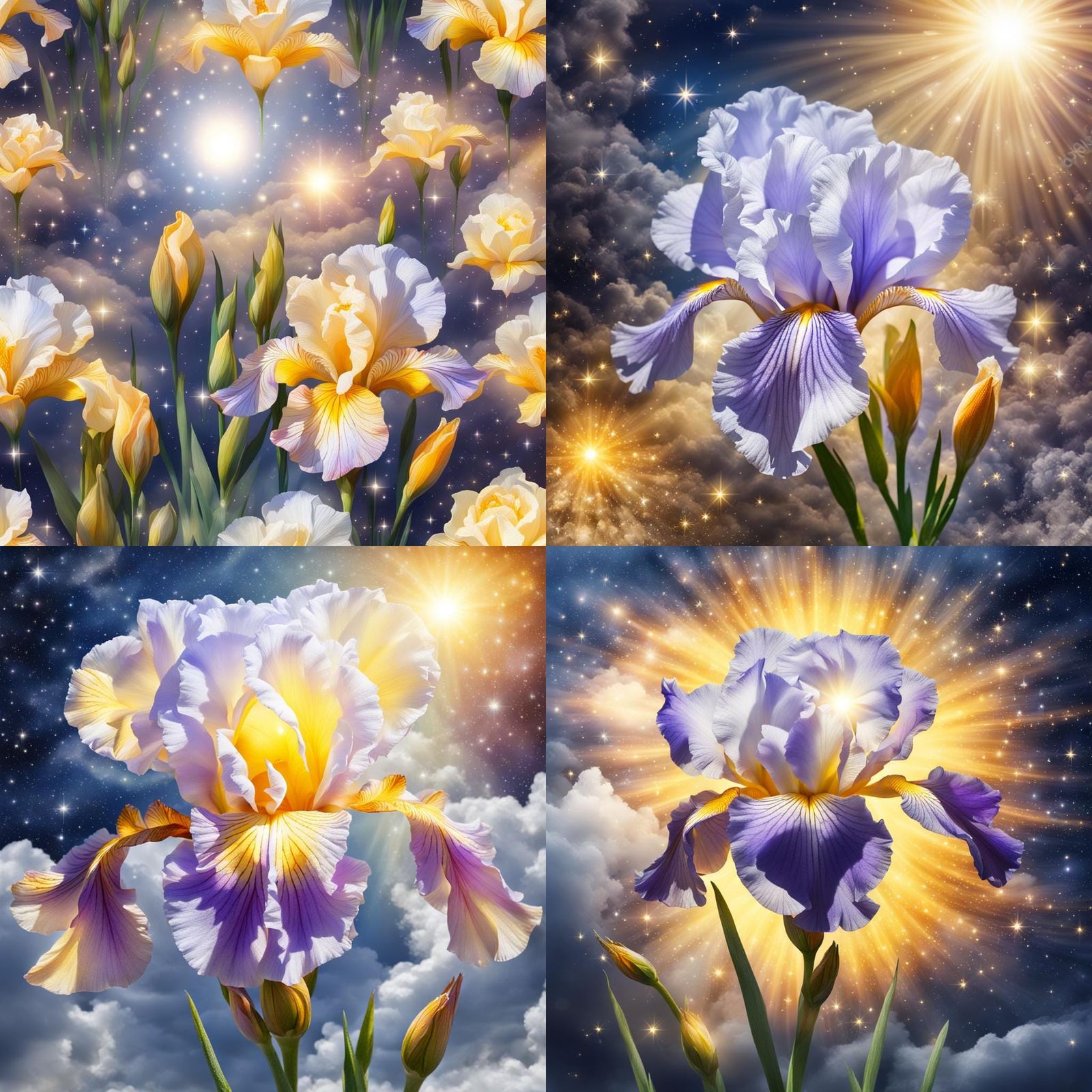 Luminous Iris Rose with Golden Aura