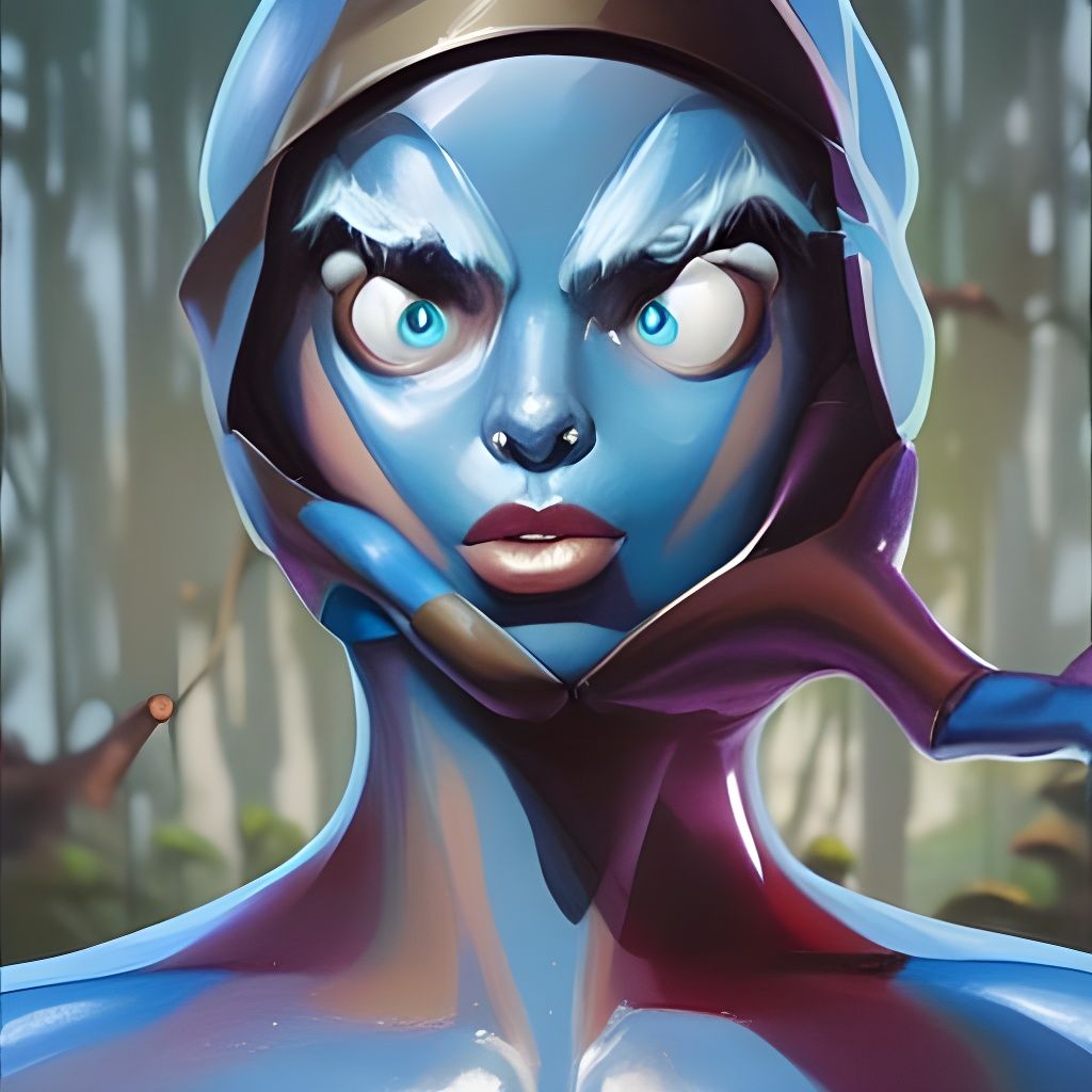 Smurfette as Symbiote in 8-bit Low Poly Style