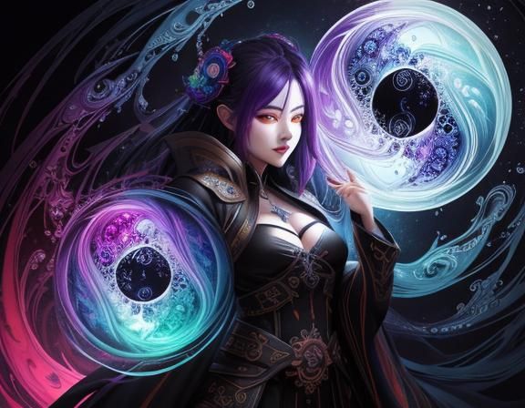 Fractal Yin Yang of Bubbles in Vivid Colors