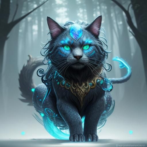 Mystical Dog-Snake-Cat Hybrid in Oil Painting Style