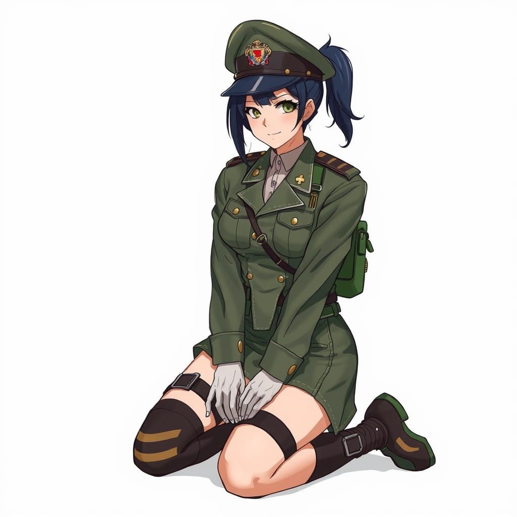 Woman in Military Uniform Character Portrait