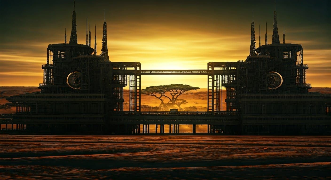 African Gold Mine in Giger-Inspired Dark Fantasy