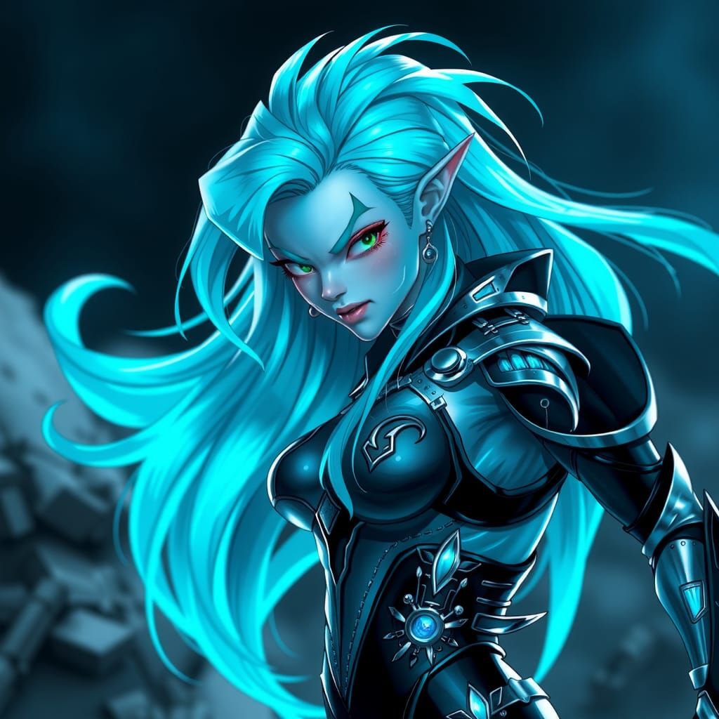 Dynamic Sea Humanoid Portrait in Digital Illustration Style