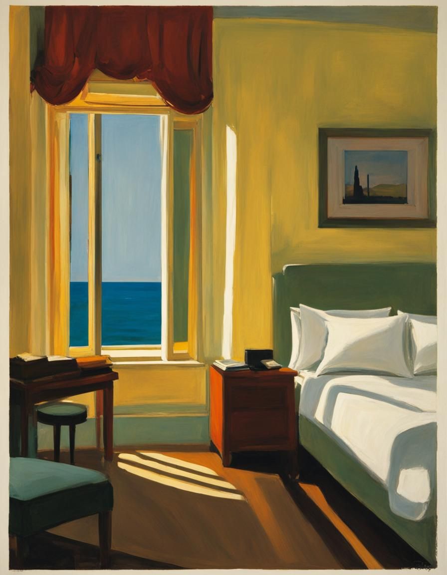 Hotel Room in Edward Hopper Style