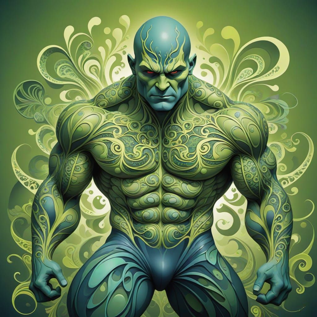 Abstract Fractal Wave Function in Gouache Painting Style