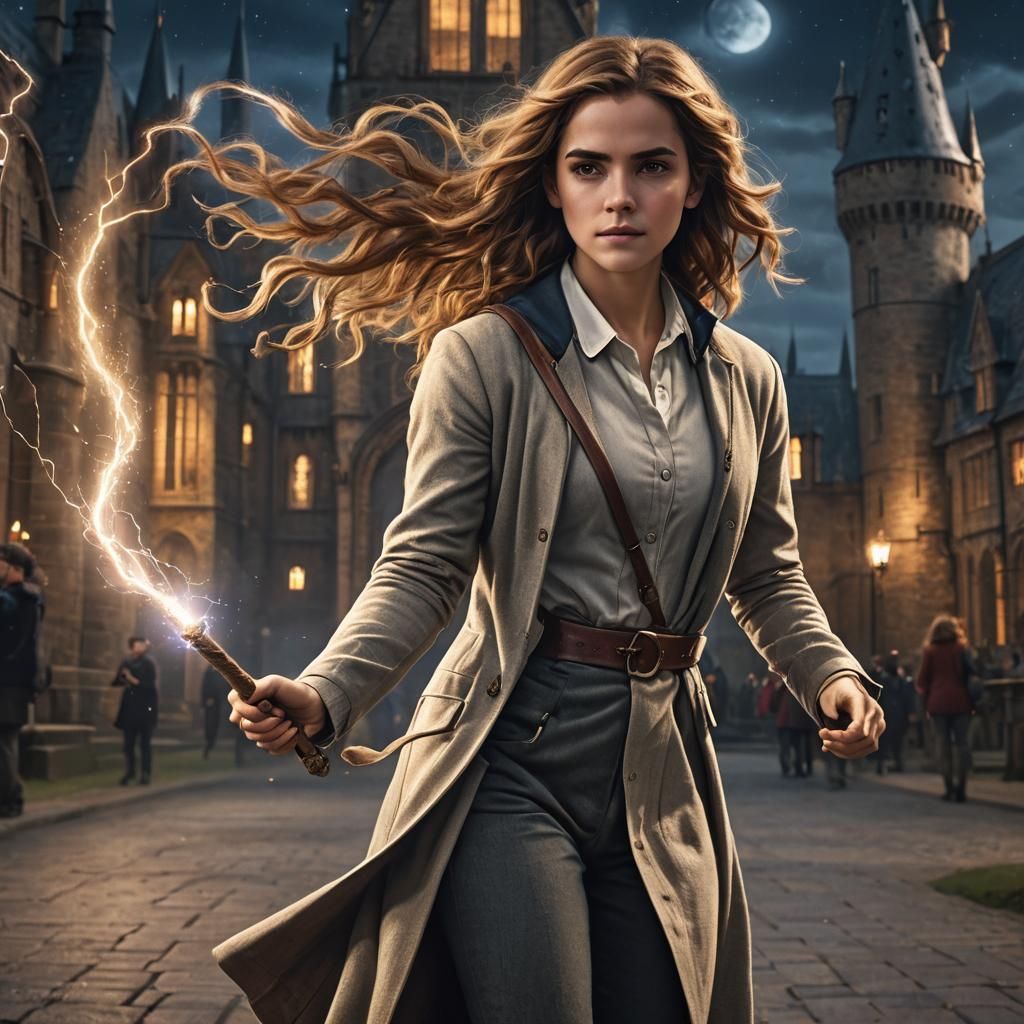 Magical Portrait with Glowing Hair at Wizarding School